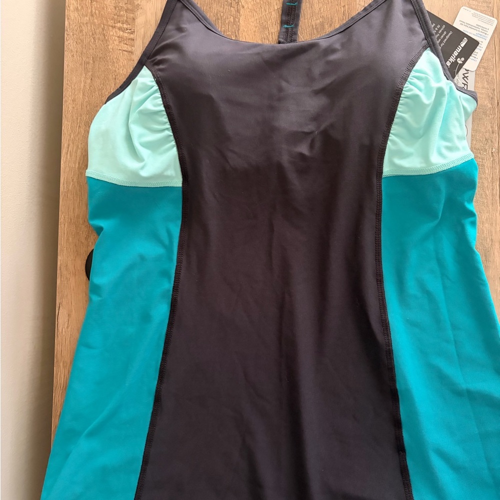 Marika Teal and Black tank top